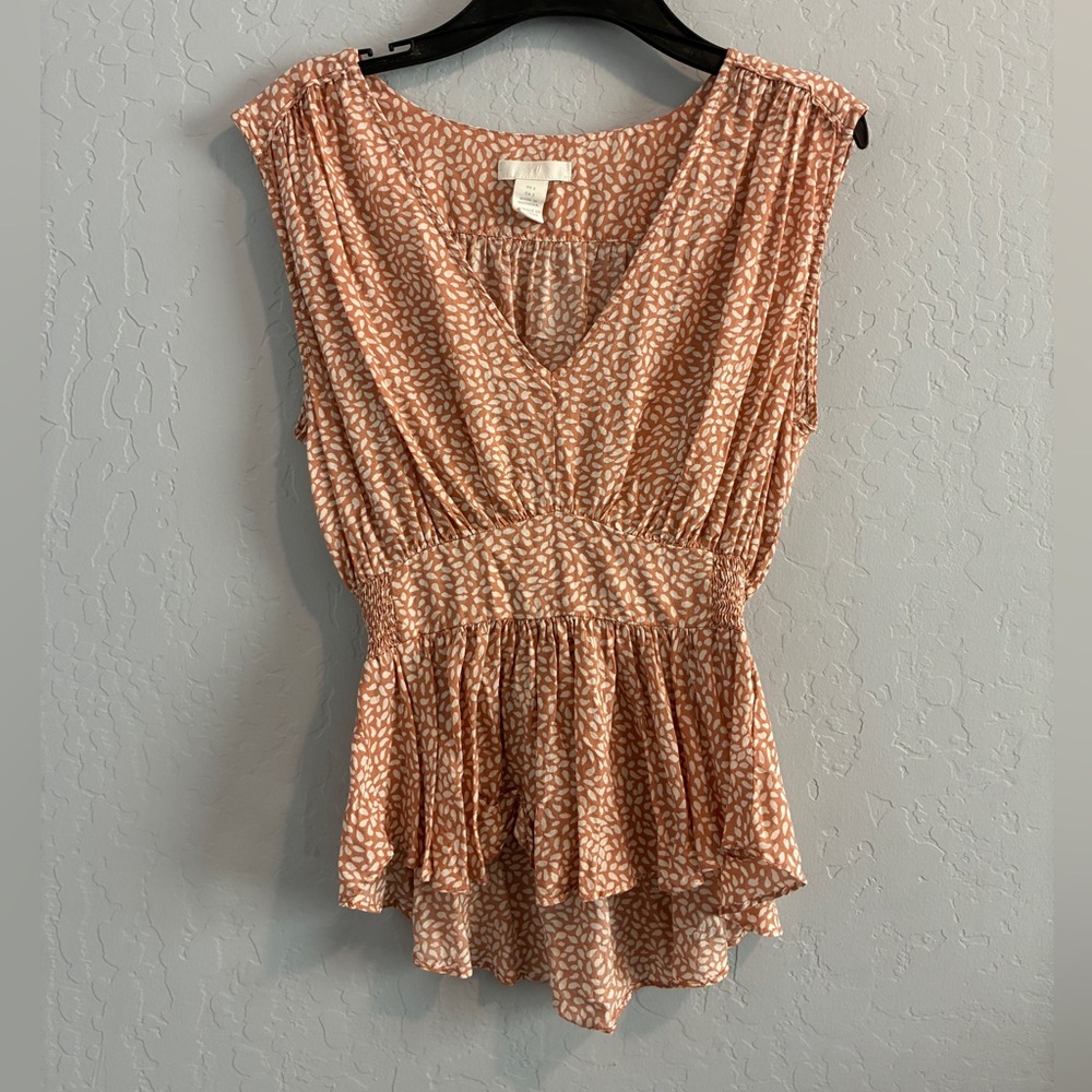 H&M Peach Leaf Print Blouse